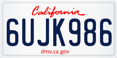 CA license plate 6UJK986