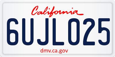 CA license plate 6UJL025