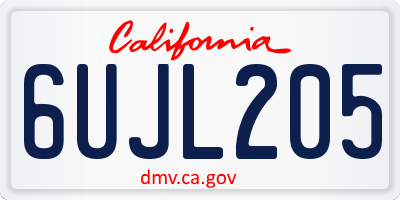 CA license plate 6UJL205