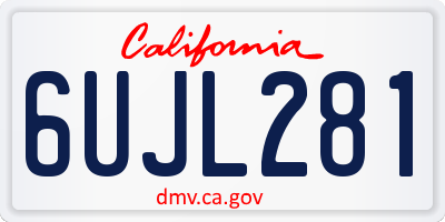 CA license plate 6UJL281