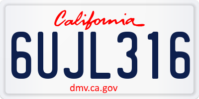 CA license plate 6UJL316