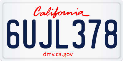 CA license plate 6UJL378