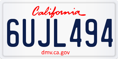 CA license plate 6UJL494