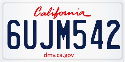 CA license plate 6UJM542