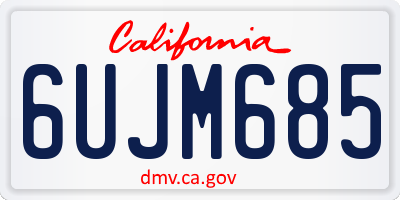CA license plate 6UJM685