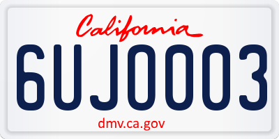 CA license plate 6UJO003