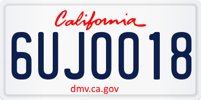 CA license plate 6UJO018