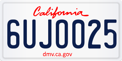 CA license plate 6UJO025