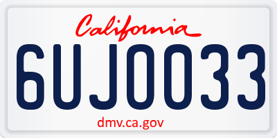 CA license plate 6UJO033