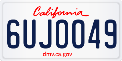 CA license plate 6UJO049