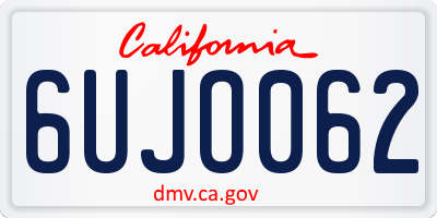 CA license plate 6UJO062