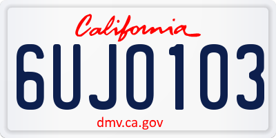 CA license plate 6UJO103