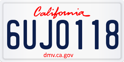 CA license plate 6UJO118