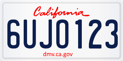 CA license plate 6UJO123