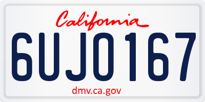 CA license plate 6UJO167