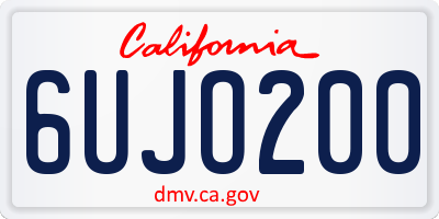 CA license plate 6UJO200