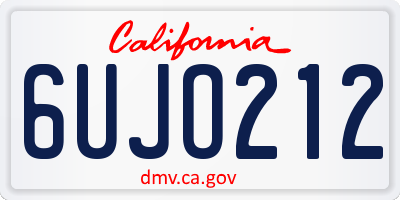 CA license plate 6UJO212