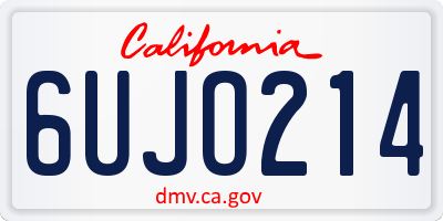 CA license plate 6UJO214