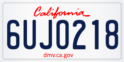 CA license plate 6UJO218
