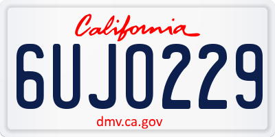 CA license plate 6UJO229