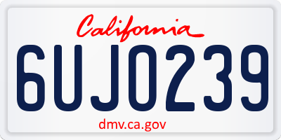 CA license plate 6UJO239