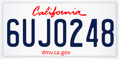 CA license plate 6UJO248