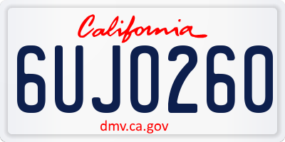 CA license plate 6UJO260