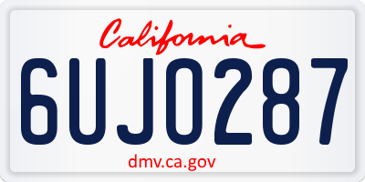 CA license plate 6UJO287