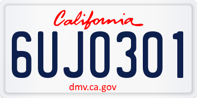 CA license plate 6UJO301