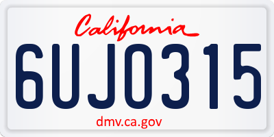 CA license plate 6UJO315