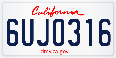 CA license plate 6UJO316