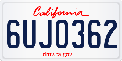 CA license plate 6UJO362