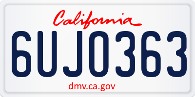 CA license plate 6UJO363