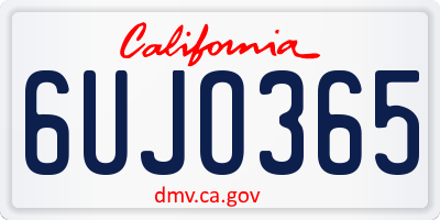 CA license plate 6UJO365