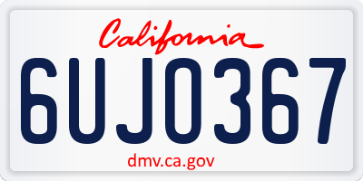 CA license plate 6UJO367