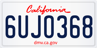 CA license plate 6UJO368