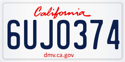 CA license plate 6UJO374