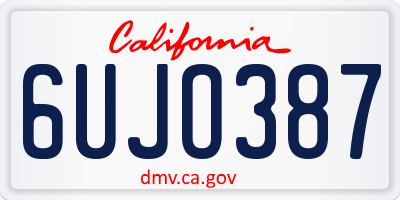 CA license plate 6UJO387