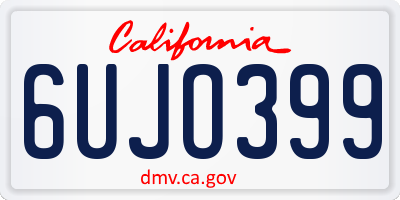 CA license plate 6UJO399