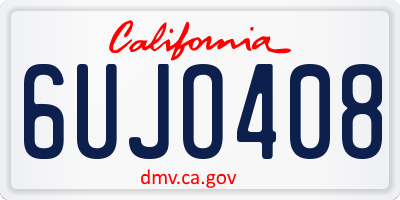 CA license plate 6UJO408