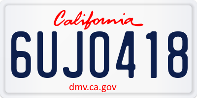 CA license plate 6UJO418