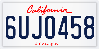 CA license plate 6UJO458