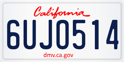 CA license plate 6UJO514
