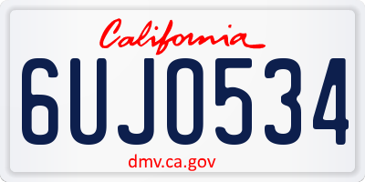 CA license plate 6UJO534