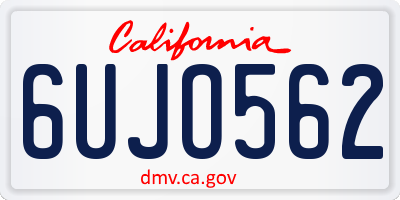 CA license plate 6UJO562