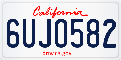 CA license plate 6UJO582
