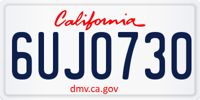 CA license plate 6UJO730