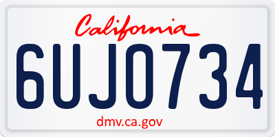 CA license plate 6UJO734