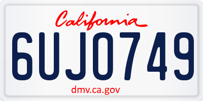 CA license plate 6UJO749