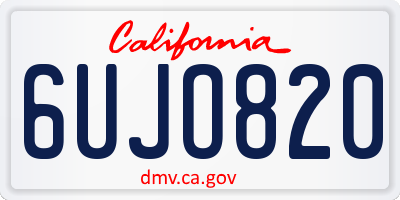 CA license plate 6UJO820